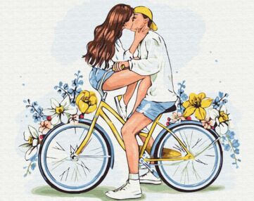 Розпис по номерах 40х50 BS54031 Закохані на велосипеді brushme Брашми