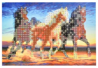 Алмазна мозаїка 10х15 YAB24667 Три граціозні коні "Strateg"