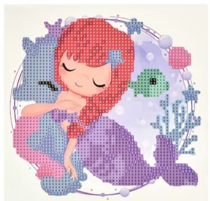 Алмазна мозаїка 18х18 JUB14411 Русалонька та морський коник "Strateg"