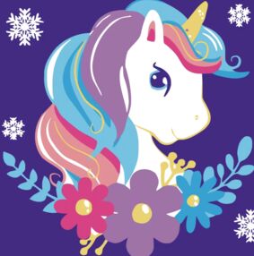 Розпис по номерах 20х20 HH7123 Єдиноріг у сніжинках "Strateg"