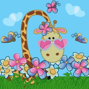 Розпис по номерах 30х30 ES-048 Жирафик у квітах "Strateg"