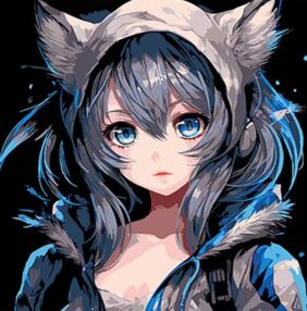 Розпис по номерах 30х30 SH3030-2 Світ аніме дівчинки на чорному фоні "Strateg"