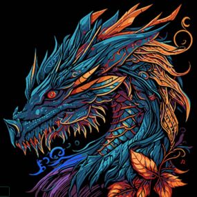 Розпис по номерах 30х30 SH3030-20 Могутній дракон на чорному фоні "Strateg"