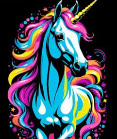 Розпис по номерах 30х40 FH-15 Казковий єдиноріг на чорному фоні "Strateg"