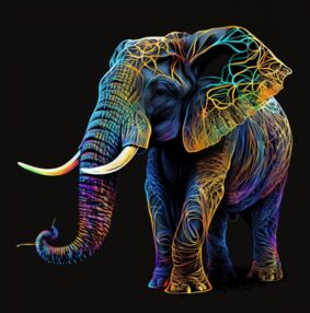 Розпис по номерах 40х40 AV4040-17 Барвисте слоненя на чорному фоні "Strateg"