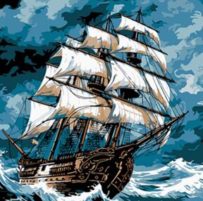 Розпис по номерах 40х40 AV4040-71 Морський шторм на чорному фоні "Strateg"