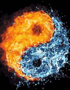 Розпис по номерах 40х50 DY032 Інь-Янь вода та полум'я "Strateg"