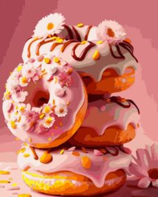 Розпис по номерах 40х50 GS916 Солодкі рожеві пончики "Strateg"