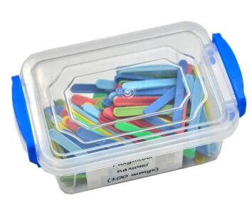 Рахункові палички 100 штук в пластиковому контейнері