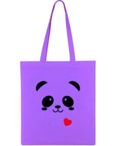 Сумка - шопер 35 х 40 см бязь фіолетова Панда 0011