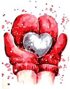 Розпис по номерах 30х40 SS-6836 В рукавичках серце "Strateg"