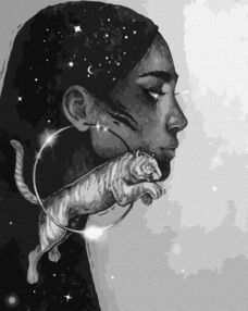 Розпис по номерах 40х50 КНО4970 Сузір'я тигра з фарбами металік "Ідейка"