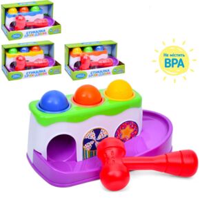 Гра стукалка молоток 3 кульки 4 кольори FT 0058