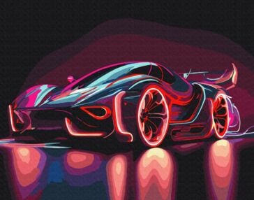 Розпис по номерах 40х50 BS53713 Неоновий автомобіль brushme Брашмі