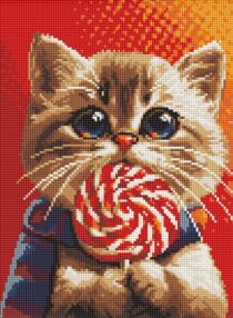 Алмазна мозаїка 30х40 АМО7976 Котик із цукеркою "Ідейка"