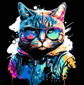 Розпис по номерах 30х30 SH3030-24 Стильний кіт на чорному фоні "Strateg"