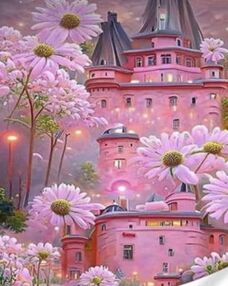 Алмазна мозаїка 30х40 GM86837 Чарівний рожевий замок "Strateg"