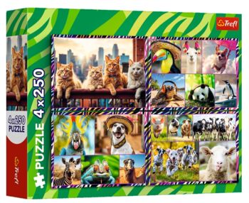 Пазли 4 х 250 елементів Веселі тваринки Trefl 13313