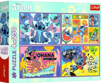 Пазли 4 х 250 елементів Дивовижний Стітч Ліло і Стітч Trefl 13311