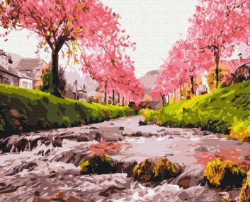 Розпис по номерах 40х50 BS25577 Річка у сакури brushme Брашми