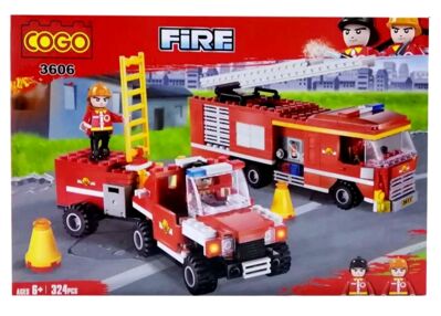 Конструктор 324 елемента Пожежники Два пожежних авто COGO 3606