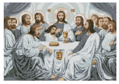 Алмазна мозаїка 30 х 40 Таємна вечеря срібло XQB85959