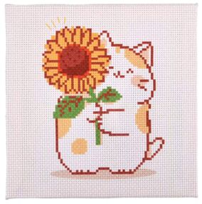 Вишивка хрестиком 20х20 AX-204 Кіт з соняхом "Strateg"