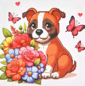 Вишивка хрестиком 30х30 AX-301 Песик "Strateg"