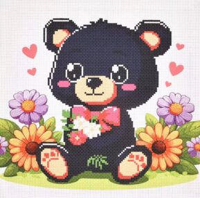 Вишивка хрестиком 30х30 AX-304 Ведмедик "Strateg"