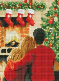 Алмазна мозаїка б/підрамн 30х40 АМС7789 Удвох біля каміна з АВ стразами "Ідейка"