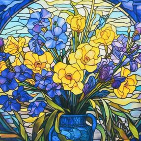 Алмазна мозаїка 30х30 DEEX16280 Вітражні квіти "Strateg"