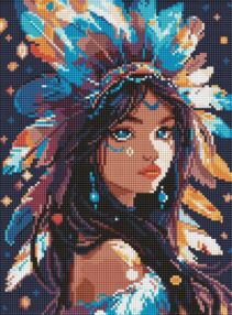 Алмазна мозаїка 30х40 АМО8069 Дівчина індіанка "Ідейка"