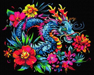 Розпис по номерах 40х50 BSВ0027 Квітучий дракон рибок металік/флуорік brushme Брашми