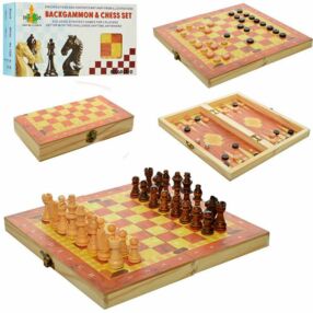 Шахи деревяні 3 в 1 шашки нарди 1680EC