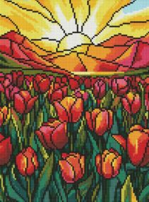 Алмазна мозаїка 30х40 АМО8066 Поле тюльпанів "Ідейка"