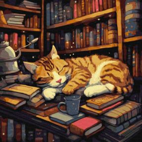 Розпис по номерах 40х40 КНО6505 Пухнастий книголюб "Ідейка"