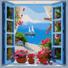 Розпис по номерах 40х40 КНО2778 Морський пейзаж "Ідейка"