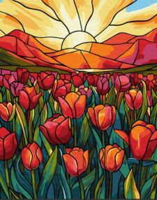 Розпис по номерах 40х50 КНО3282 Поле тюльпанів "Ідейка"