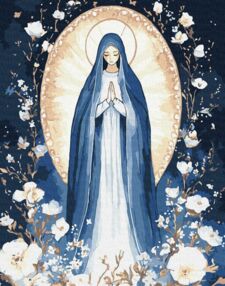 Розпис по номерах 40х50 КНО8535 Непорочна Діва з фарбами металік "Ідейка"