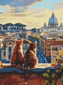 Алмазна мозаїка 30х40 АМО8146 Котики у Римі "Ідейка"