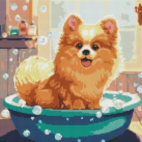 Алмазна мозаїка 40х40 АМО7800 Маленький пухнастик з АВ стразами "Ідейка"