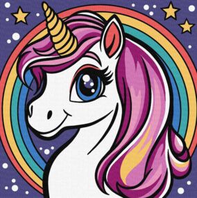 Розпис по номерах 25х25 КНО6293 Райдужна єдиноріжка "Ідейка"