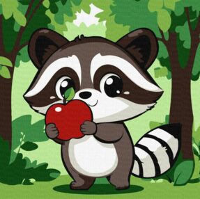 Розпис по номерах 30х30 КНО6719 Милий єнот з яблучком "Ідейка"