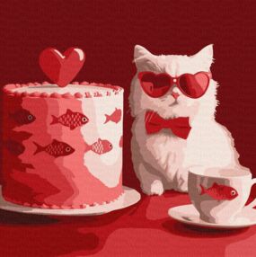 Розпис по номерах 30х30 КНО6722 Кіт з тортом "Ідейка"