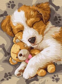 Розпис по номерах 30х40 КНО6628 Сплячий джек-рассел "Ідейка"