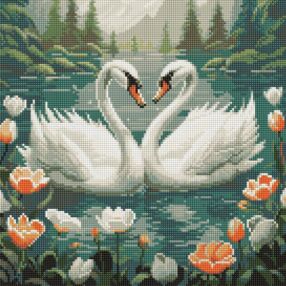 Алмазна мозаїка 40х40 АМО7964 Лебедина вірність "Ідейка"