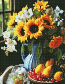Алмазна мозаїка 40х50 АМО7867 Натюрморт із соняшниками "Ідейка"