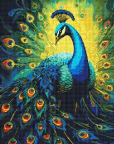 Алмазна мозаїка 40х50 АМО7868 Витончений павич з АВ стразами "Ідейка"