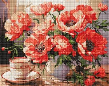 Алмазна мозаїка 40х50 АМО7988 Букет із маками "Ідейка"