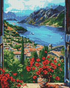 Алмазна мозаїка 40х50 АМО8095 Пристань у горах "Ідейка"